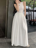 Fongt 2025 New Fresh Sweet Wind Solid Color Repair Waist Fashion Splicing Design Long Dress Dress