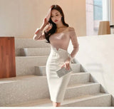 High Waist Bow Shaping Pencil Skirt-Outfit