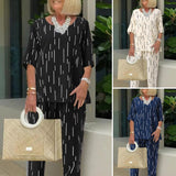 Women Casual Printed Sets ZANZEA 2022 kaftan Half Sleeve Blouse and Long Pants Female Tops Elastic Waist Trousers Matching