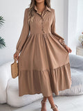 Shooting 2025 Autumn And Winter Collar Casual Loose Long-Sleeved Lotus Leaf Shirt Skirt Women's
