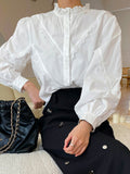 Fongt Early Spring Famous Style French White Shirt Women's Long-Sleeved Shirt Femininity Commuting Korean Women's
