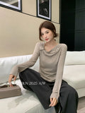 Fongt Xixi 2025 Autumn White Standard Temperament Wool Kinesi Flower Bottoming Lady Set On The Coat Woman 25384
