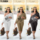 Two Piece Set Tracksuit Women Clothes African Dresses Dashiki Sloping Shoulder Top Shorts Pant Suits Jogging Vetement Femme