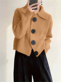 Fongt Women's Loose Korean Version Of Fashion Casual Big Collar Knitted Cardigan Coat