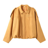 Fongt Spring Pilot Jacket Bat Sleeve Zipper Loose Tuffen Jacket Women's Casual Jacket
