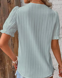 Fongt Summer New Holiday Fashion Hollow Short-Sleeved Women's Shirt