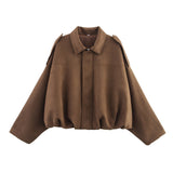 Fongt Color 2025 Spring And Autumn Leisure Tuffen Texture Collar Pilot Jacket Women B88824