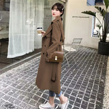 Fongt Trench Coat Female Spring And Autumn 2024 Spring New Medium And Long Korean British Style Small People Wear A Coat-Outfit