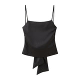 Spring Style Silk Satin Blouse With Bow On The Back 2712331-Outfit