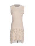 Fongt Style Dress Women Spring 2025 New Temperament Elegant Famous Sleeveless Splicing Syringe Knitted Short Dress