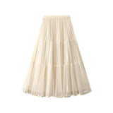 Fongt Sides Wearing Bright Silk Mesh Dress Dress Dress New Hundred Folded Skirt Half-Dress Dress High Waist Hanging Pendant Dress 3616