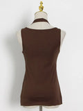 Fongt New Commuter Trend Irregular Fake Two Sling Vest Women's Round Collar With A Top T Shirt-Outfit