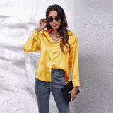 Fongt Shirt Women's Denswear Simulation Silk Long-Sleeved Shirt New Women's Clothing