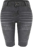 Elastic Cat Beard Pleated Hem Jeans In Pants Woman-Outfit