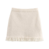 Fongt Women's INS Burst Bow Trim Knitted Coat Knitted Miniskirt
