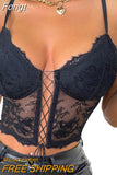 Women Sleeveless Camisole with Adjustable Bandage Lace Backless Sexy Mesh Perspective Summer Clothing Club