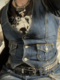 Button Front Denim Corset Top-Outfit