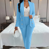 Fongt Hot Selling Sexy Wind Women's Wear For Solid Color Suit Collar Double Breasted Casual Suit Suit-Outfit