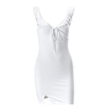 Fongt Summer New Fashion Sexy French V-Collar Summer Vacation Package Hip