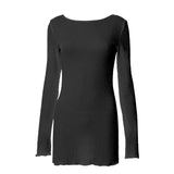 New Women's Holiday Wind Bubble Thread Solid Color Hanging Neck With A Show Back Dress-Outfit