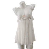 Fongt New Sexy Pajamas Female Summer Emotional Fun Small Breast Lace Splicing Slings Hollow Mesh Yarn Ajamas