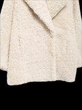 White Faux Fur Effect Turn Down Collar Coat-Outfit
