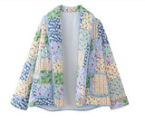 Fongt Women's Explosion French Vintage Printed Cotton Coat