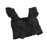 Top Sweet Design Sense Short Solid Color Bow Vest Sling Short Flounce Top-Outfit