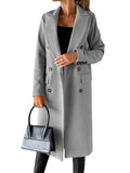 Fongt Women's Spring 2025 New Coat With Hair, Coat Solid Long-Sleeved Double-Buttoned