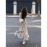 Fongt Vacation Beautiful Butterfly Sling Dress New Girl Summer New Chinese Floral Dress