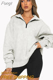 Loose Hoodies Women 2023 Winter Autumn Zip Long Sleeve Oversized Pullover Tops Solid Hoodie Korean Fashion Y2K
