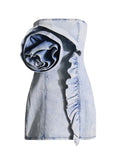 Australian Trendy Sweet Windy Leaf Side Denim Short Dress 2025 New Slim Short Corset Dress