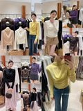 Fongt Xixi 2025 Autumn White Standard Elegant Temperament Chiffon Neck Thin Knitted Small Shirt 89631