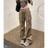 Ruched Khaki Baggy Cargo Pants-Outfit