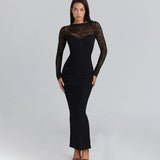 Fongt Women's Clothing Sexy Perspective High Open Fork And Bare Back Sling Dress