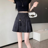 Fongt Chinese A-Dress Skirt Women's Early Autumn Black Short Skirt New Bag Hip Skirt High Waist Thin 100-Fold Skirt Package Post
