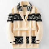 Fongt Men's Autumn And Winter Thicker Knitted Knitted Shirt Retro-Pined Thick Knitted Sweater Jacket