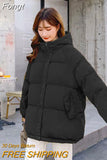 2023 Women Short Jacket Winter Thick Hooded Cotton Padded Coats Female Korean Loose Puffer Parkas Ladies Oversize
