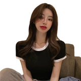 Fongt Summer Solid Color Korea New Short-Sleeved T-Shirt Women Slim Solid Color Women's Top