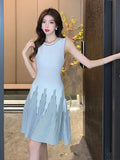 Real-Life French Style Sleeveless Knitted Dress A-Shaped Skirt With A Slim Waistcoat In Summer-Outfit