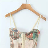 New Waist Keel Three-Dimensional Steel Ring Printed Halter Blouse-Outfit