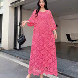 Fongt Lace Dress New French Retro Heavy Industry Hollow Hook Loose Thin Temperament Dress Dress