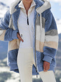 Women's Loose Plush Multi-color Hooded