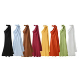 Fongt New Women's Fashion Simple Ribbon Hanging Neck-Laught Long Dress
