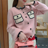 Fongt Fragrant Wind Bump Color Knit Sweater Cardigan Coat Woman Korean Version Temperament Loose And Sweet Soft Waxy Sweater Woman-Outfit