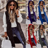 Fongt New Fashion Casual Solid-Colored Hooded In Sleeveless Sleeveless