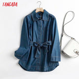 2021 Autumn Women High Quality Denim Jacket Coat With Slash Ladies Long Sleeve Loose Coat