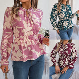 Fongt Shooting 2025 Autumn And Winter New Leisure Flowers With Long-Sleeved Chiffon Shirt Women's Clothing