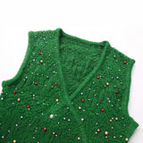 Spring New Artificial Pearl Inlaid Double-Breasted Knitted Vest 9598374-Outfit