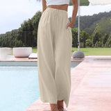 Cotton And Linen Drawstring Casual Trousers